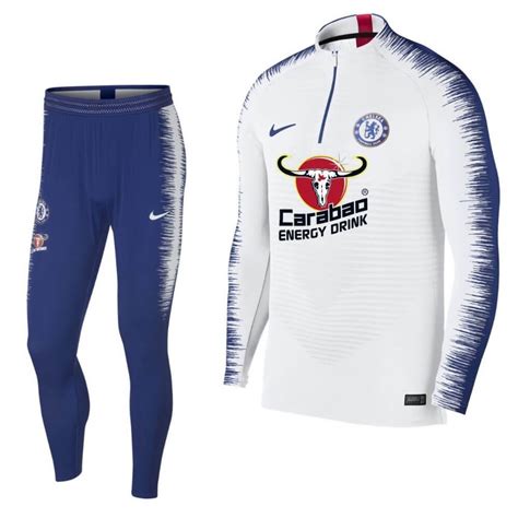 Nike Chelsea Vaporknit Strike Drill Trainingspak 2019 Wit Blauw